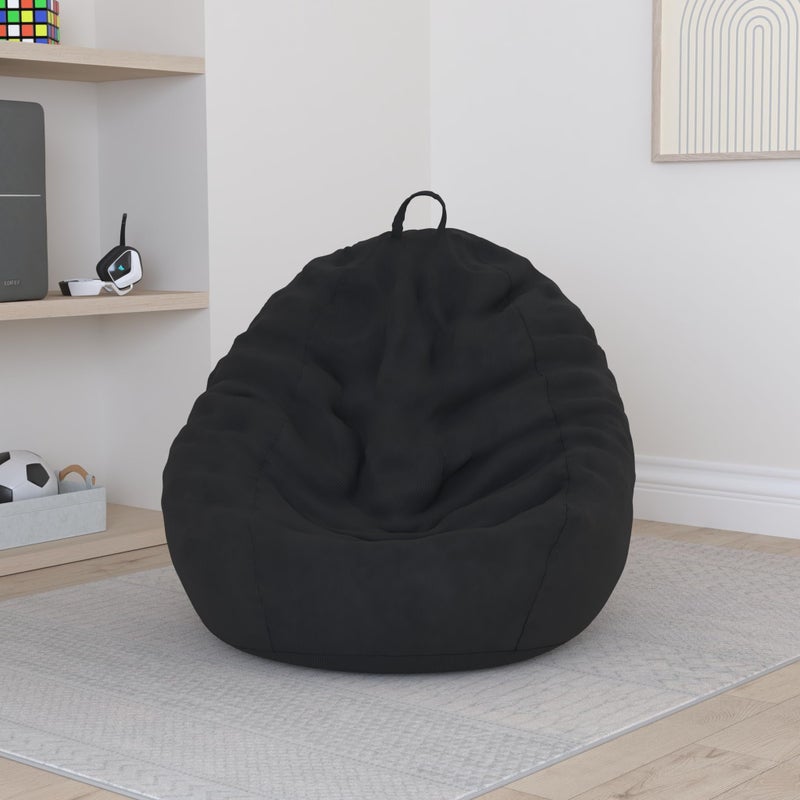 Nobildonna 3 ft Bean Bag Chair Cover (No Filler) 35"Ã—43" Large Stuffed Animal Storage Bean Bag Washable Big Beanbag Chair Cover Premium Corduroy Stuffable Bean Bag Cover for Adults,Kids,Black 300L - Image 2